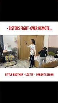 PARENTING LESSON: Sisters Fight Over Remote - Little Brother's Tantrum Shatters TV. #brokentv