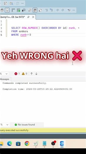 SQL Window Function Mistake ❌ | Fix This & Level Up 🚀
