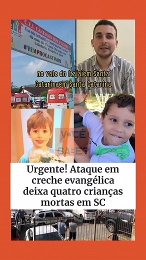 Homem mata quatro crianças em creche em Santa Catarina