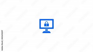 Desktop with lock shield. concept of computer security and safety. cyber security icon.