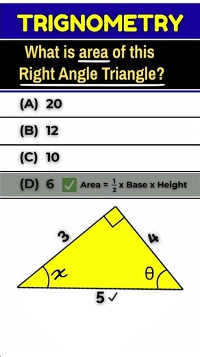 Area of Triangle | MCQs | Math | Geometry | Trigonometry | Exam Quiz Test | Right Angle Triangle