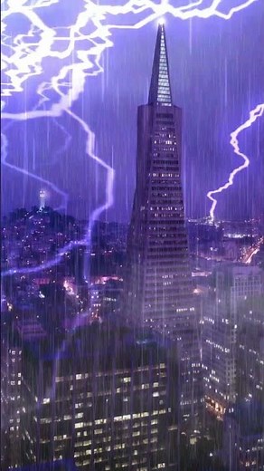 ⛈ Thunderstorm and Heavy Rain in San Francisco, Transamerica Pyramid 🇺🇸⚡️#shorts #rain #thunderstorm