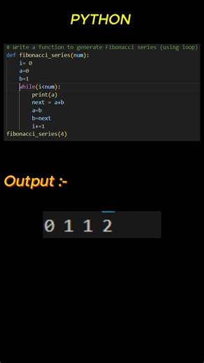 Python Fibonacci Series Program Using Function | Easy Explanation #python