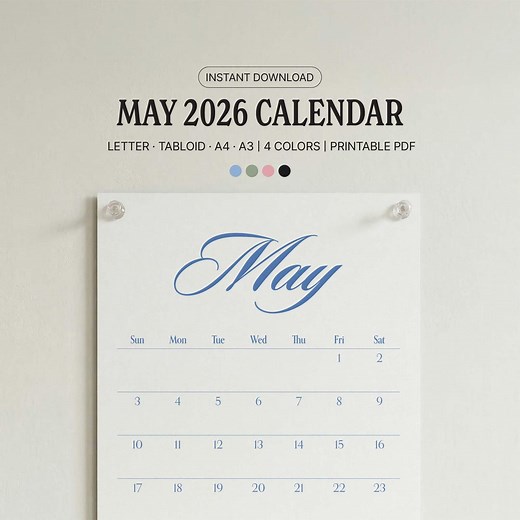 May 2026 Calendar Printable | Minimalist Monthly Planner | Simple Fridge Calendar (letter · 11x17 · A4 · A3) - Etsy