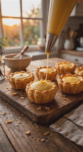 Portuguese Egg Tart — Crispy Flaky Pastéis de Nata with Creamy Custard #Shorts