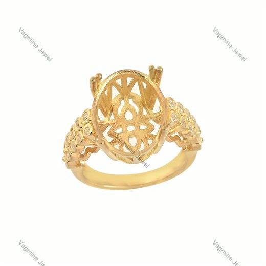 Sterling Silver Ring Collet: 16.00x13.00mm Gemstone Prong Cup - Etsy