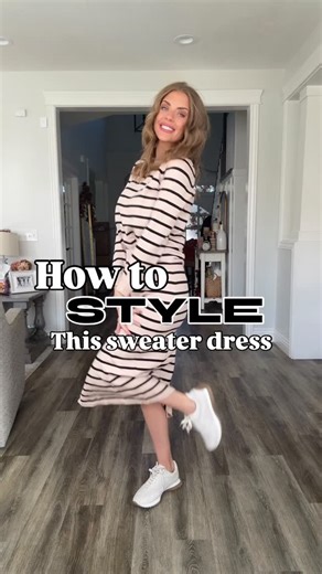 Ashley Gardner | Makeup Tips ✨Skincare Expert ✨ Amazon Finds on Instagram: "How to style this sweater dress! I also wore it out with black cowgirl boots and it was super cute! Comment FIT and I’ll dm you the link to all these things! 🤗 #amazonfashion #amazonfinds #amazon #fashion #amazonfashionfinds #stylingtheseasons"