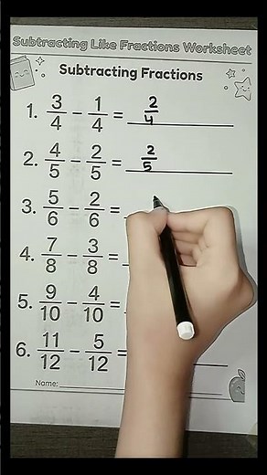 How to Subtract Fractions Step-by-Step || Fraction Math Tricks for Kids #maths #basicproblems