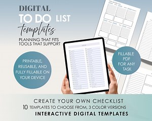Fillable Checklist PDF Templates: Printable Task Planner in 3 Colors (digital Download) - Etsy