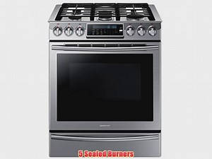 SAMSUNG NX58H9500WS Slide-In Gas Range with 5 Sealed Burners 30-Inch Stainless Steel