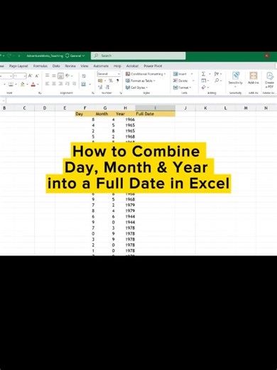 How to Combine Day, Month & Year into a Full Date in Microsoft Excel Try it now! S@ve this video for your next data cleaning task #exceltips #excelshortcuts #dataanalytics #tech | Rukayat Oluwaseyi Rauf