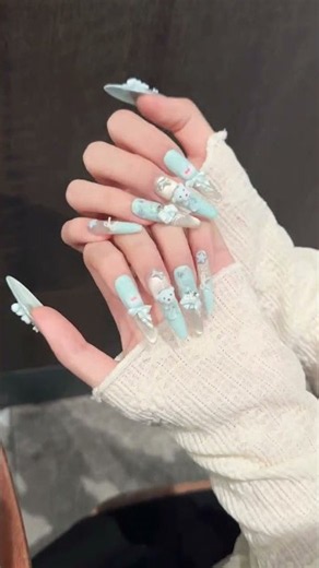水色好きさんへ♡ くま×リボンのゆめかわネイル🧸🩵 #shorts #nails