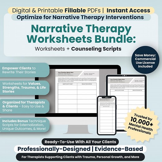 Narrative Therapy Worksheets Bundle, 22 Fillable / Printable PDF Templates, Narrative Therapy Tools, Narrative Therapy Toolkit - Etsy