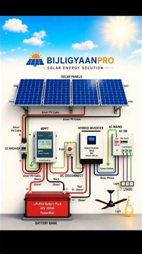 ⚡ SOLAR ENERGY SYSTEM COMPLETE WIRING DIAGRAM ⚡