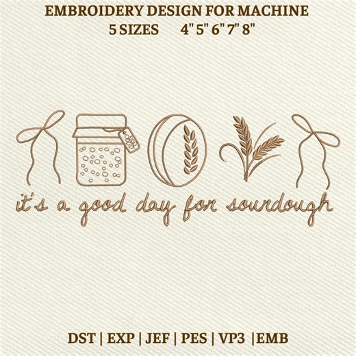 Sourdough Bread Machine Embroidery File, Baking Lovers Design (Instant Download)