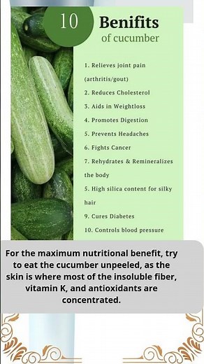 10 benefits of cucumber