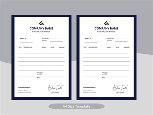 Contractor Invoice Template Editable Canva | Construction Billing A4 Printable for Freelancers, Self Employed, Small Business Owners - Etsy UK