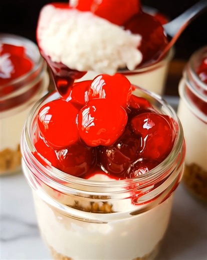 Creamy, sweet, and perfectly portable, this Cheesecake in a Jar is a delightful treat for any occasion — a charming keeper that’s as beautiful as it is delicious. .............. Full Recipe in Coʍmеոτ 💬 | Recipes with Me