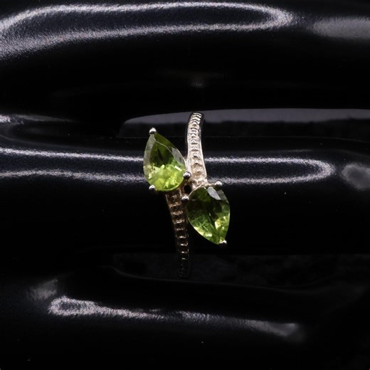 Peridot Two-stone Ring in Sterling Silver US Size 7.5 - Etsy