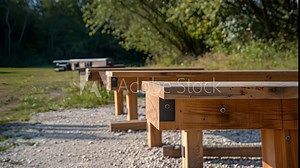 Shooting benches equipped with rests and holders for long rifles are available for those wanting to practice precision shooting.