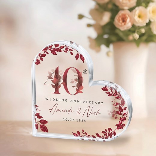 Personalized 40th Anniversary Gift, Ruby Anniversary Keepsake Gift, 40th Anniversary Acrylic Heart Plaque, 40th Ruby Gift for Parents - Etsy