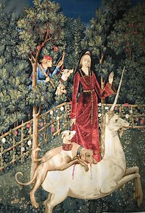 Unicorn Hunt Tapestry Decor Unicorn Surrenders to Maiden Medieval Wall Art Lady Young Girl Tapestry Wall Hanging Chasse a La Licorne 58"x42" - Etsy