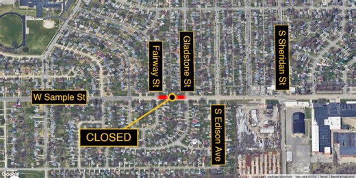 Portion of Sample Street in South Bend closed this week