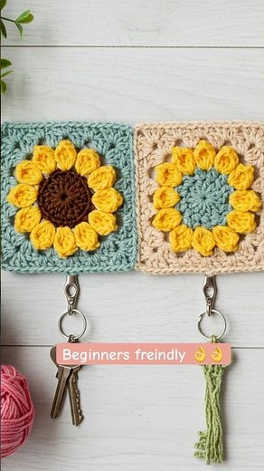 Crochet Keychain hanger | Easy Granny Square DIY