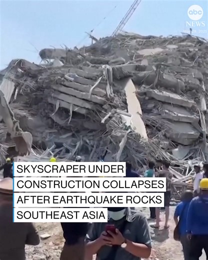 A skyscraper under construction collapsed in Bangkok on Friday after a strong earthquake struck neighboring Myanmar. Read more: https://abcnews.visitlink.me/LtO-mJ | ABC News