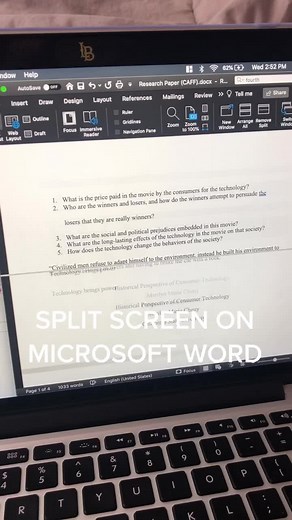 Microsoft Word Split Screen Tutorial for College Writers