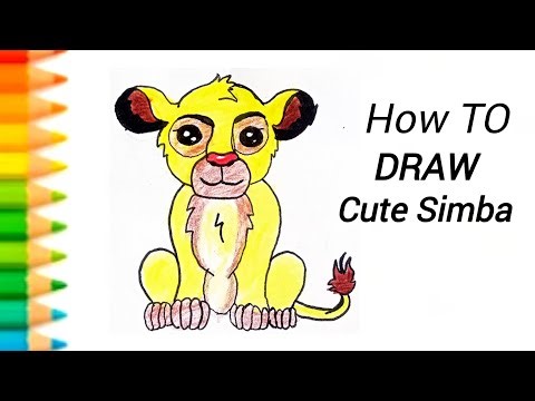 🦁 Cute Baby Simba Drawing | The Lion King Sketch | Easy & Adorable Art 🧡