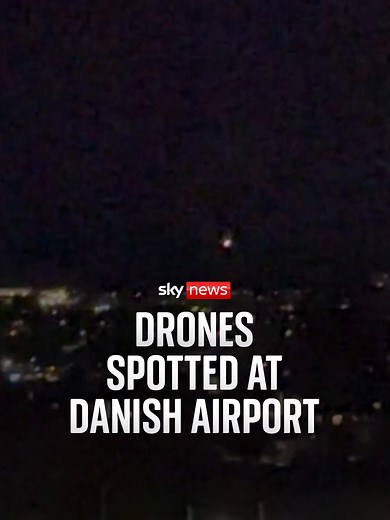 Watch as drones fly over a Danish airport, disrupting flights ✈️ An airport in Denmark, used for commercial and military flights, has been forced to close after drones were spotted in its airspace, local police have said. Incoming and departing flights from Aalborg Airport were halted following the incident on Wednesday night. #drones #denmarknews #airportshutdown