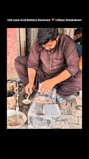 sci || tech || history on Instagram: "The post features a 1:28-second TikTok video documenting the restoration process of an old lead acid battery, where the casing is opened, damaged internal plates are removed, and components are cleaned or replaced to bring the battery back to working condition. Originally shared by Creators Network, the clip highlights recycling methods, lead plate handling, electrolyte management, and basic electrical testing used during battery restoration. The video has r