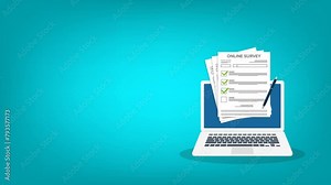 Online survey. Customer feedback. Checklist browser window. Choice, survey concepts.