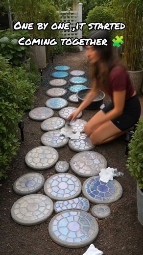 Concrete Bowls Become a Colorful Mosaic Garden Path