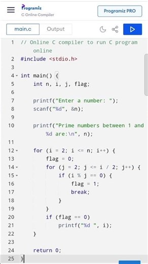 prime number program 😲👩🏻‍💻 in C #programming #cprogramming #hardwork