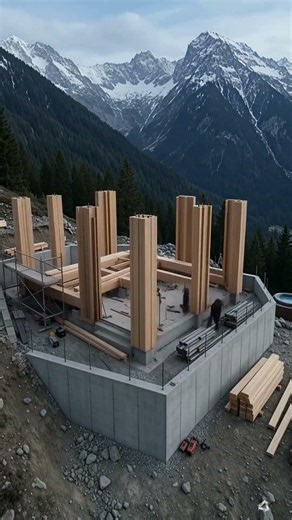 Would you live in this cliffside chalet? #housedesign #luxury #mountain