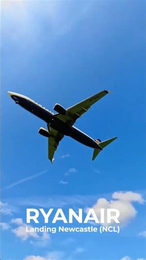 Ryanair landing at Newcastle Airport after a flight from Barcelona.