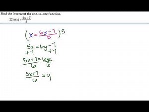 22) Find the inverse of the one-to-one function.