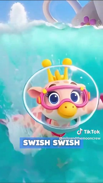 Milo and the Moon Crew love to swim at Moon Pool 🌊🩷🤿 #kidstok #kidssong #toddlersong #KidsMusic #cartoonforkids