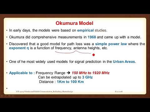 Lecture : 17 Okumura and Hata Model