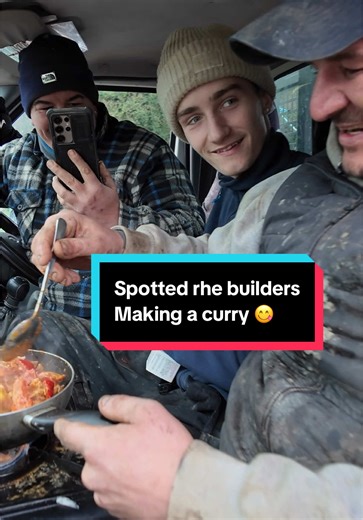 Builders Cooking Curry in Their Van