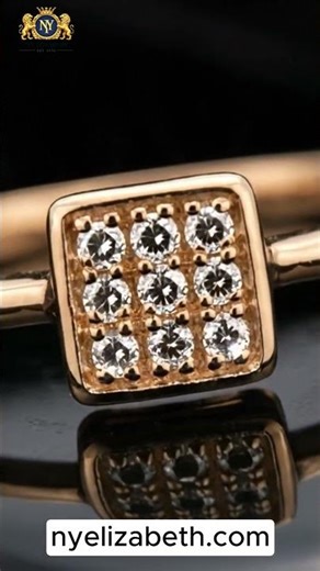 SNJ Geometric Diamond 14K Rose Gold Band Ring