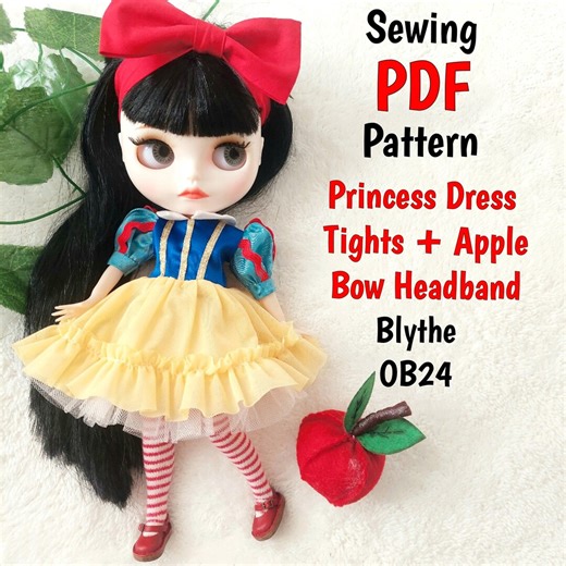 Princess Doll Dress PDF Sewing Pattern: Snow White Costume Set for Blythe (digital Download) - Etsy