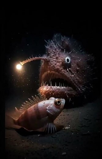 👽 Anglerfish: The Deep-Sea Monster That Hunts with Light! #Anglerfish #deepsea #SeaMonster