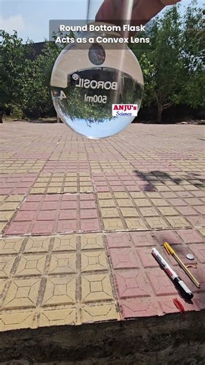 A Round Bottom Flask filled with water Acts as a Convex lens #shorts #anjusscience