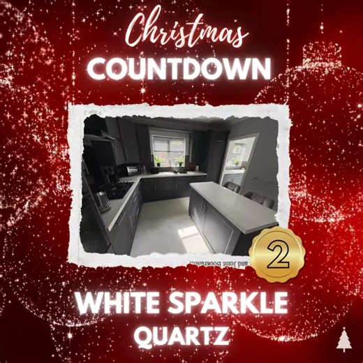 🎄 Christmas Countdown – No.2: White Sparkle Quartz Overlay Worktops 🎄 Shimmering into the No.2 spot on our Quicktops countdown is White Sparkle quartz. With its fresh white background and tiny reflective flecks, White Sparkle is perfect for brightening up tired worktops and making the whole kitchen feel lighter and more modern. It works beautifully with a wide range of replacement door styles and colours. Why customers love White Sparkle with Quicktops: ✅ Clean white surface with a subtle spar