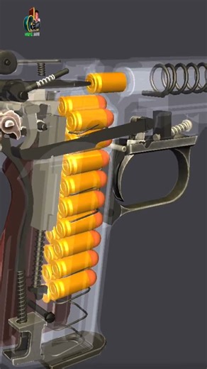 Realistic 3D Animation of Pistol Mechanism | How a Pistol Works Step-by-Step