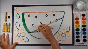 TROPICAL WATERMELON and FLOWERS | Kid's Video Art Lesson | Drawing & Watercolor Painting Project | Beginners and Homeschool Art Class - Etsy