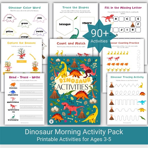 Dinosaur Morning Menu Kit, Christian Toddler Busy Book Preschool Curriculum, Montessori Homeschool Morning Menu Printable Worksheets - Etsy UK